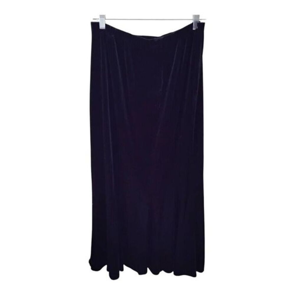 Vintage Black Velvet Velour Midi Skirt‎ Size Large Made In The USA